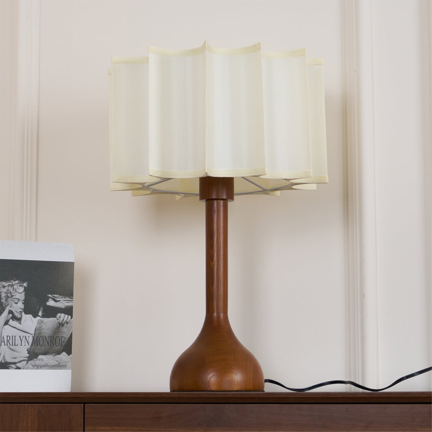 Hakka Table Lamp | Oak Base | Beige Shade | 30cm or 40cm Options