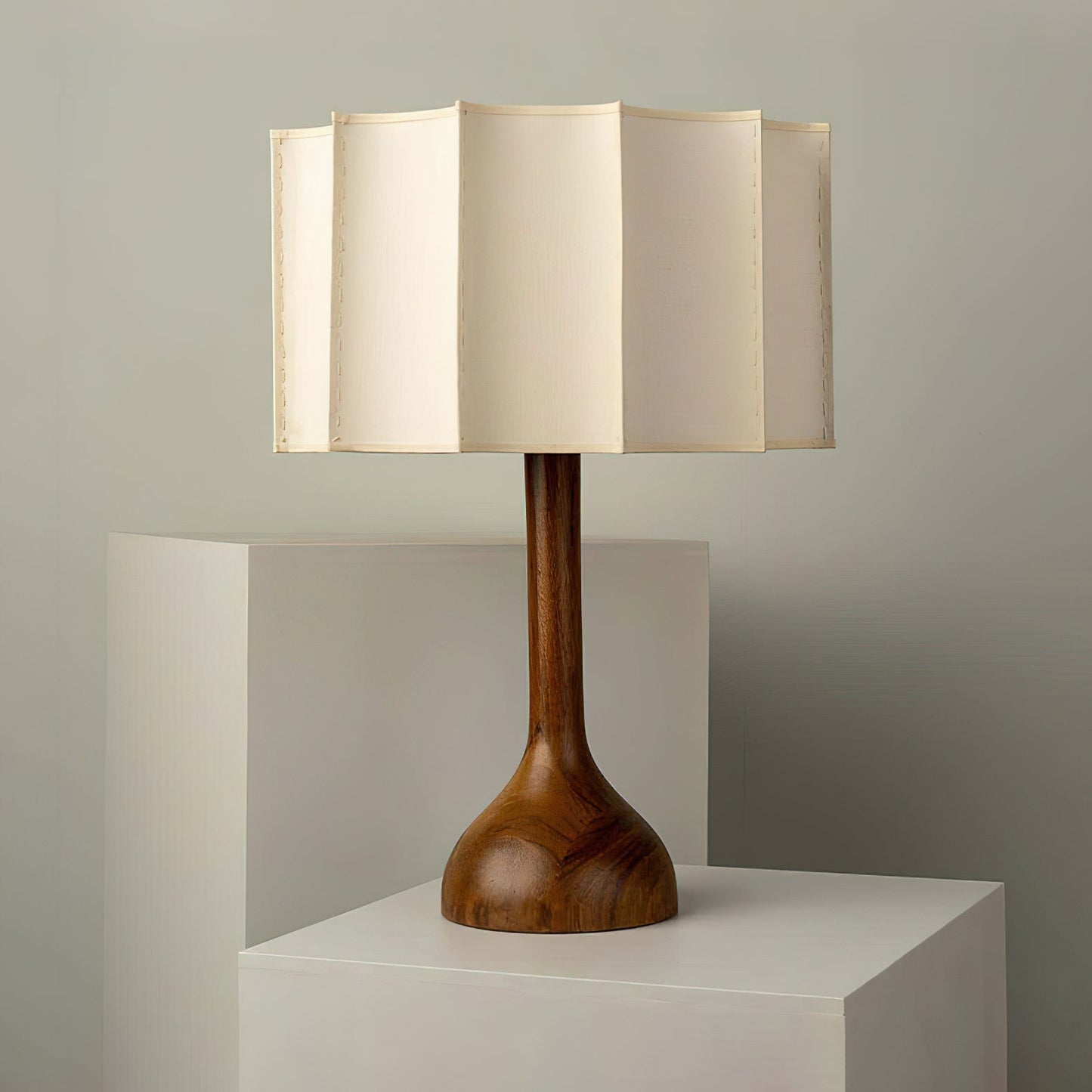Hakka Table Lamp | Oak Base | Beige Shade | 30cm or 40cm Options