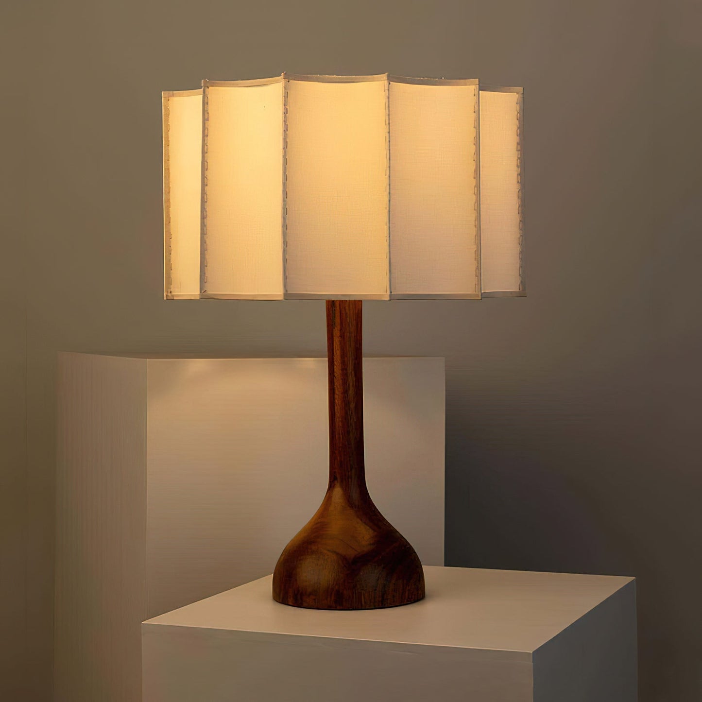 Hakka Table Lamp | Oak Base | Beige Shade | 30cm or 40cm Options