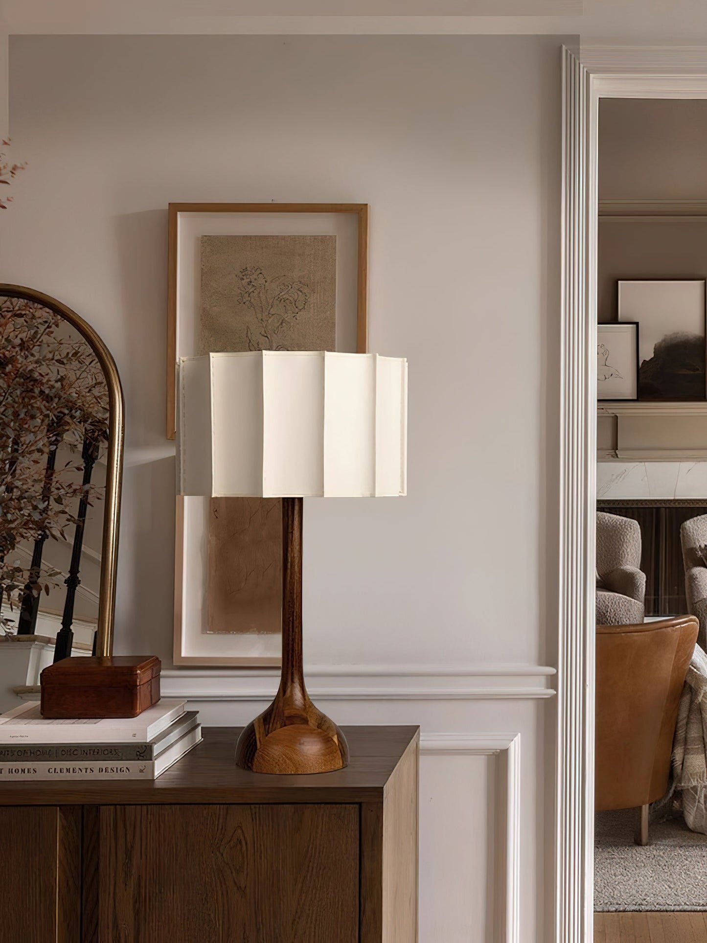 Hakka Table Lamp | Oak Base | Beige Shade | 30cm or 40cm Options