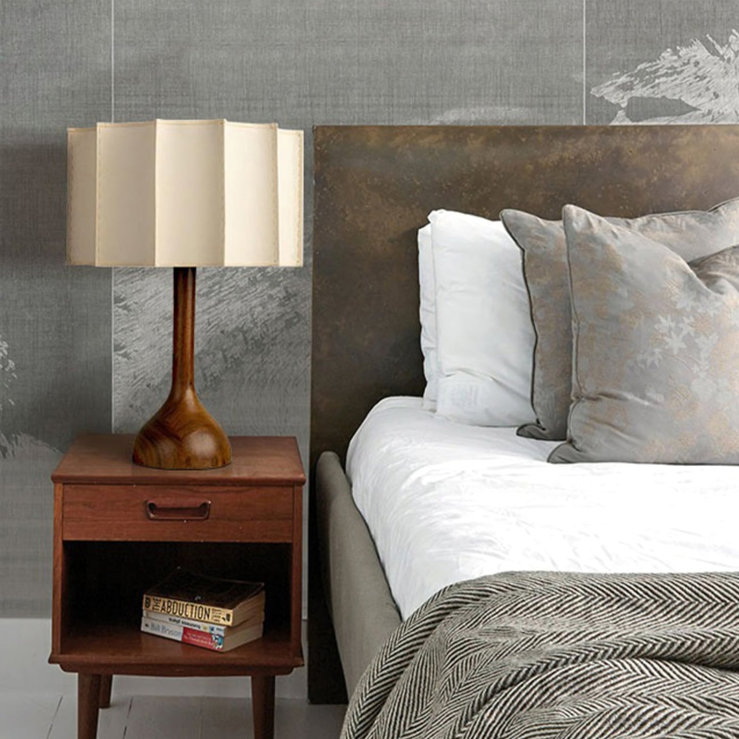 Hakka Table Lamp | Oak Base | Beige Shade | 30cm or 40cm Options