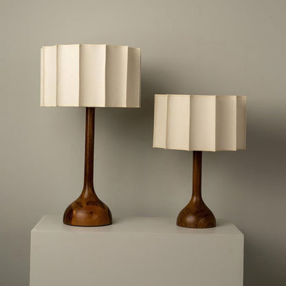 Hakka Table Lamp | Oak Base | Beige Shade | 30cm or 40cm Options