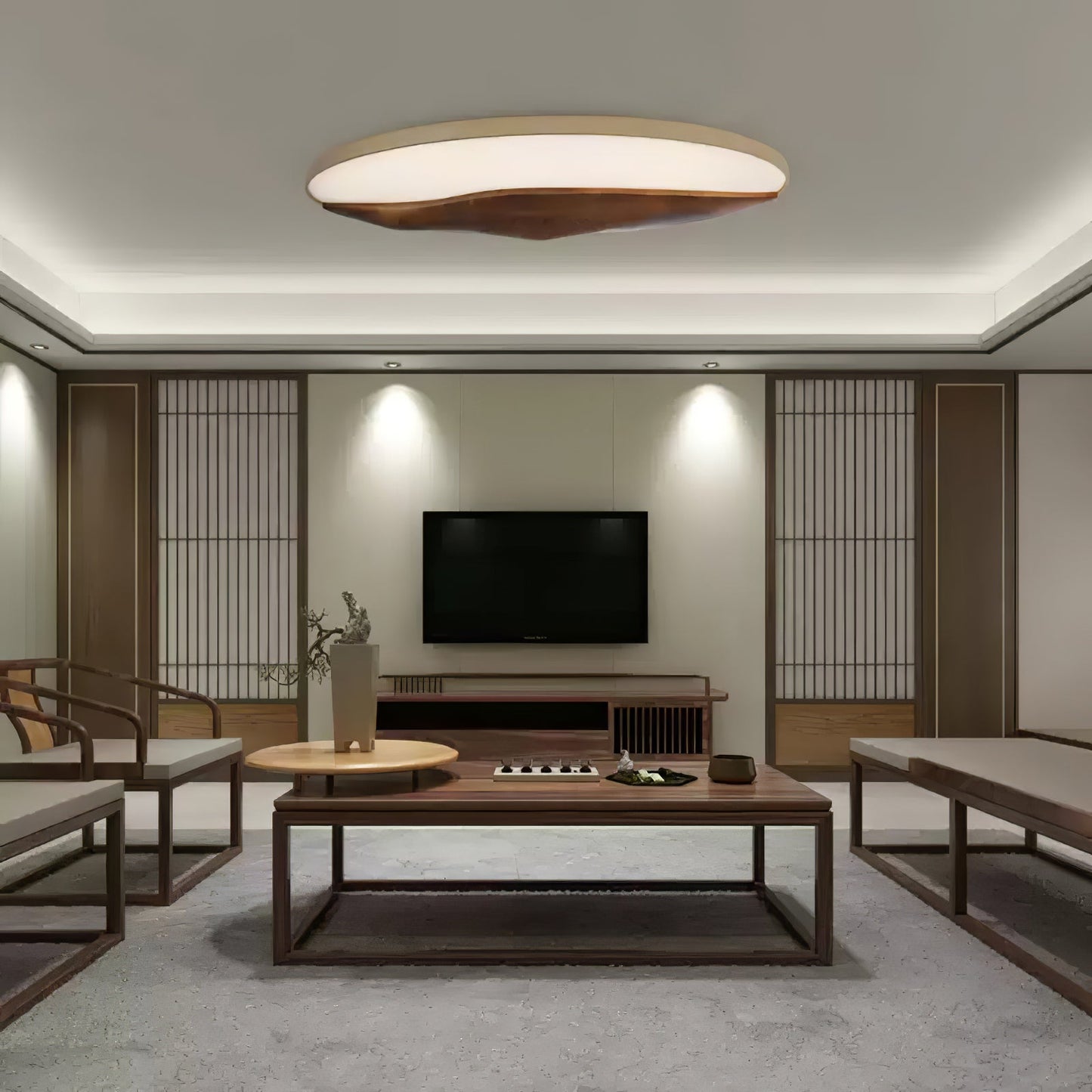 Half-Mountain Ceiling Lamp | Wood, Metal, Acrylic | White Shade