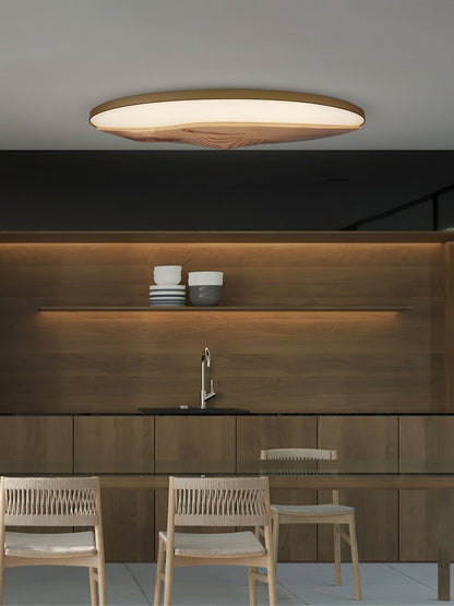 Half-Mountain Ceiling Lamp | Wood, Metal, Acrylic | White Shade