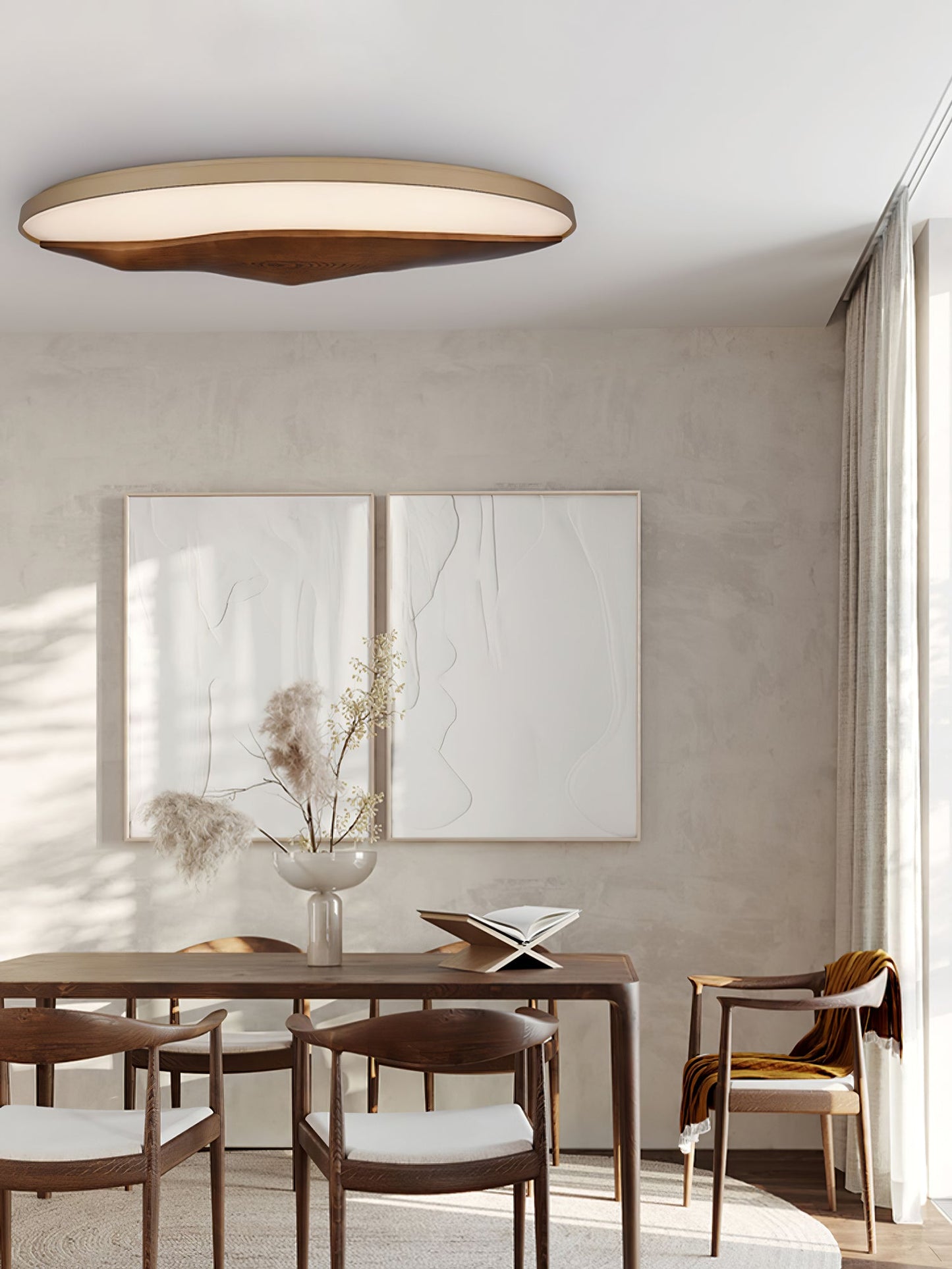 Half-Mountain Ceiling Lamp | Wood, Metal, Acrylic | White Shade