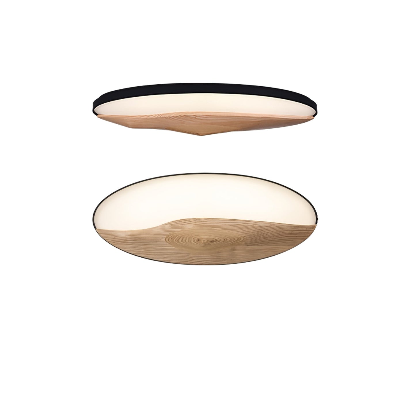 Half-Mountain Ceiling Lamp | Wood, Metal, Acrylic | White Shade