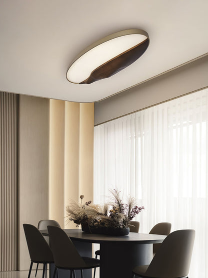 Half-Mountain Ceiling Lamp | Wood, Metal, Acrylic | White Shade