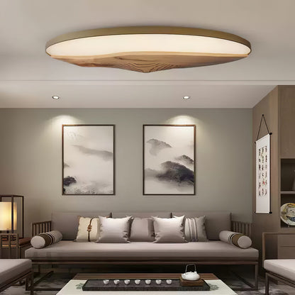 Half-Mountain Ceiling Lamp | Wood, Metal, Acrylic | White Shade