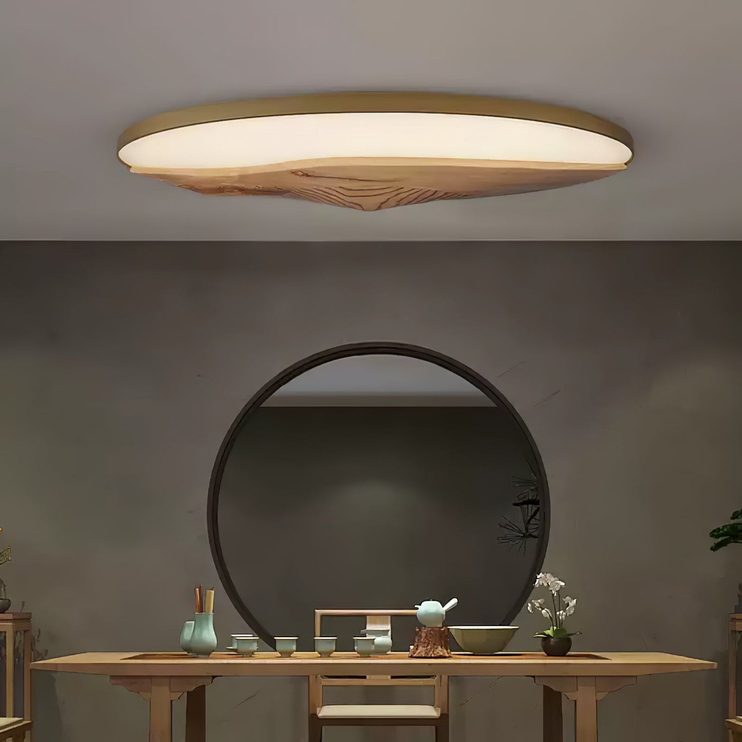 Half-Mountain Ceiling Lamp | Wood, Metal, Acrylic | White Shade