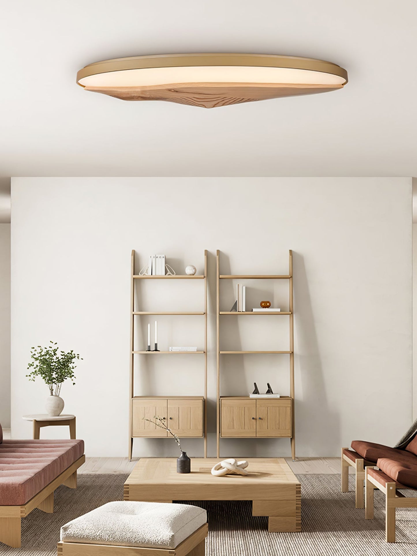 Half-Mountain Ceiling Lamp | Wood, Metal, Acrylic | White Shade