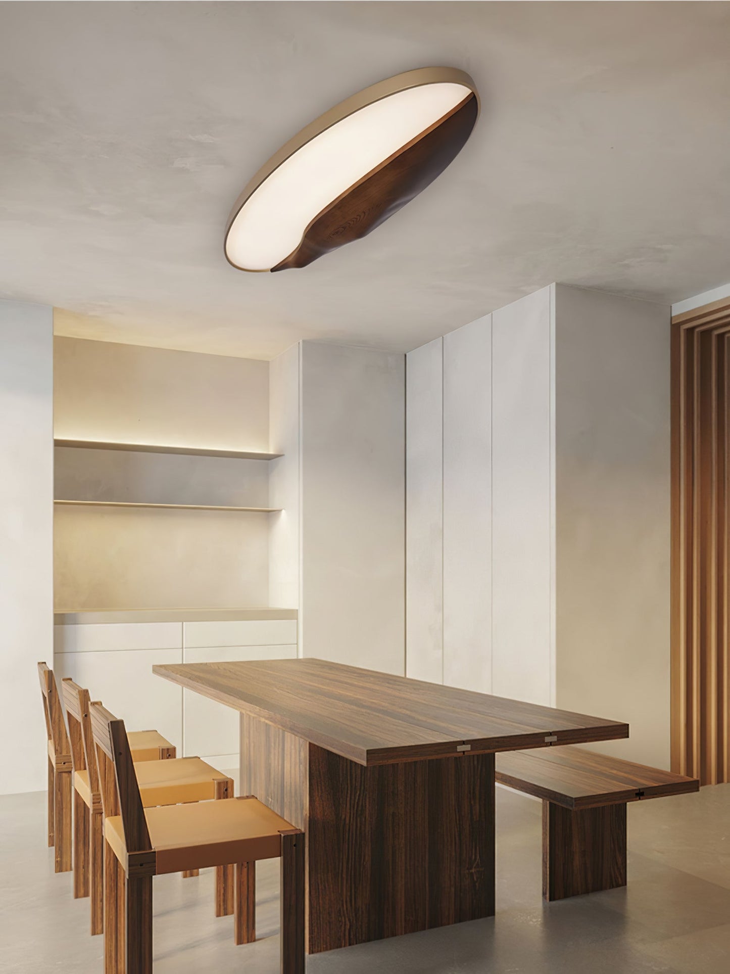 Half-Mountain Ceiling Lamp | Wood, Metal, Acrylic | White Shade