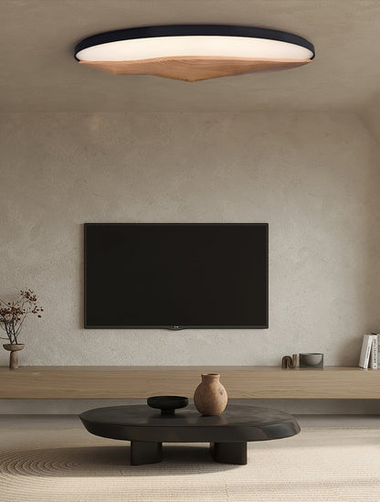 Half-Mountain Ceiling Lamp | Wood, Metal, Acrylic | White Shade