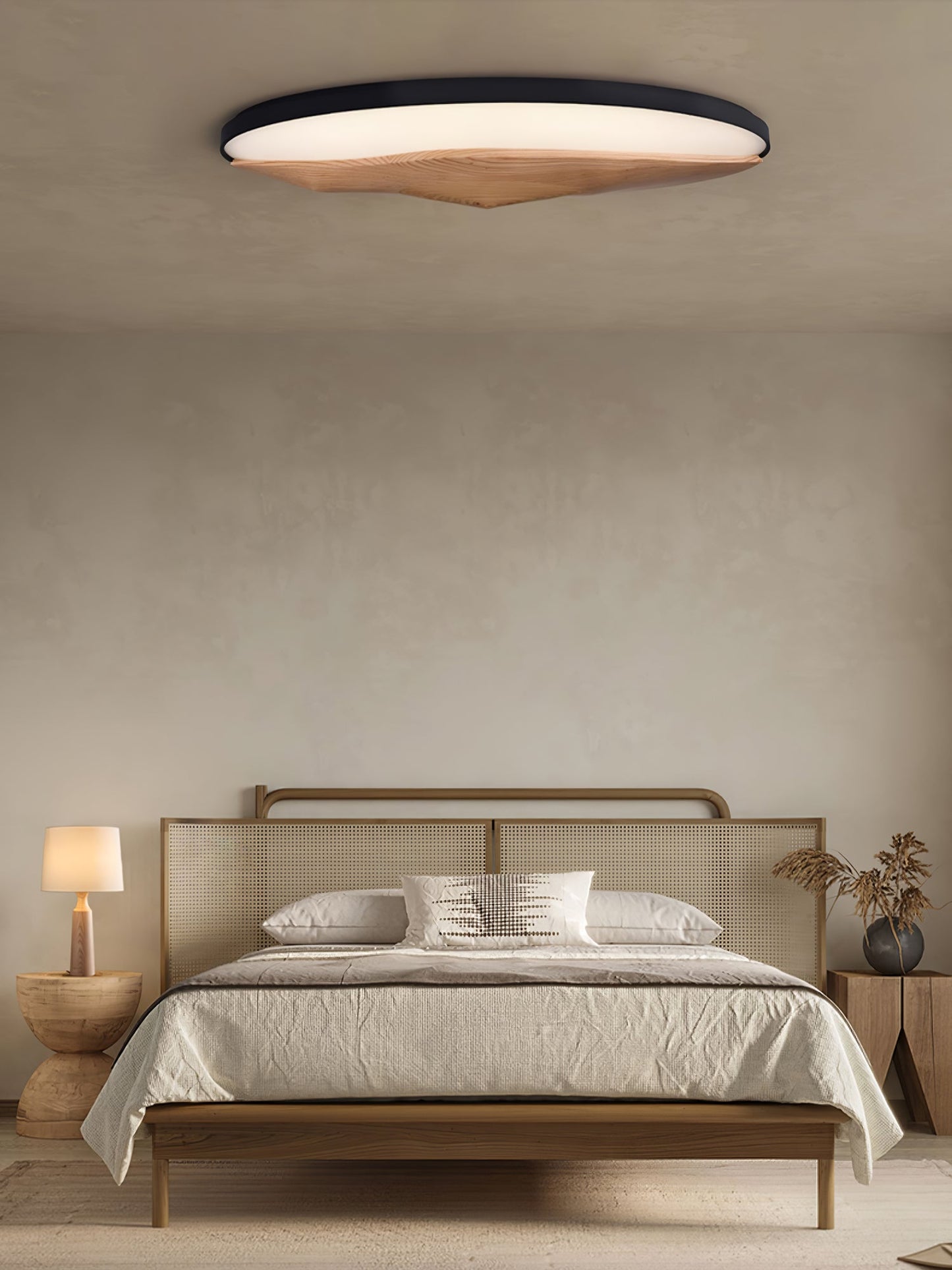 Half-Mountain Ceiling Lamp | Wood, Metal, Acrylic | White Shade