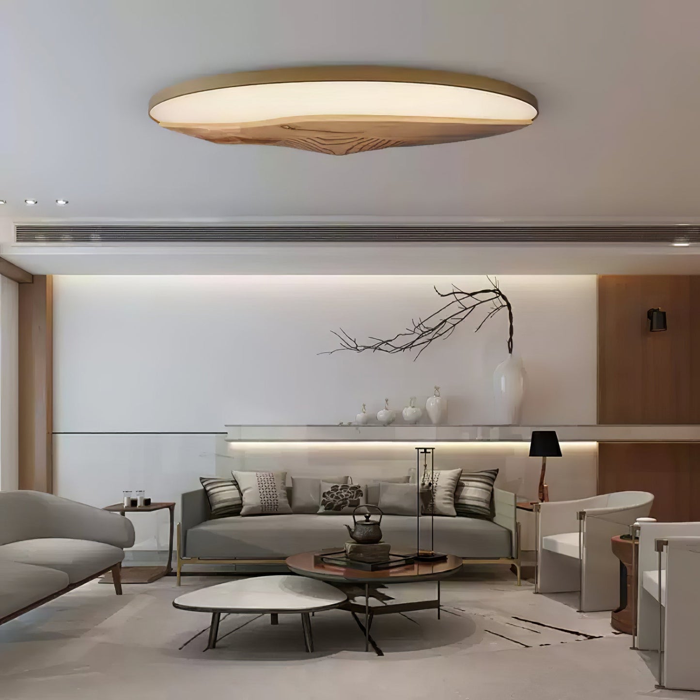 Half-Mountain Ceiling Lamp | Wood, Metal, Acrylic | White Shade