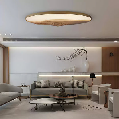 Half-Mountain Ceiling Lamp | Wood, Metal, Acrylic | White Shade