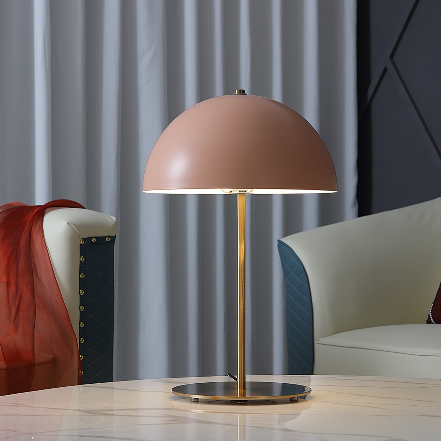 Hanna Table Lamp | Modern Dome Design | Pink Acrylic Shade