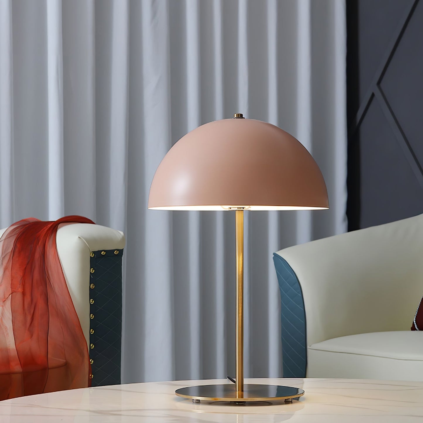 Hanna Table Lamp | Modern Dome Design | Pink Acrylic Shade