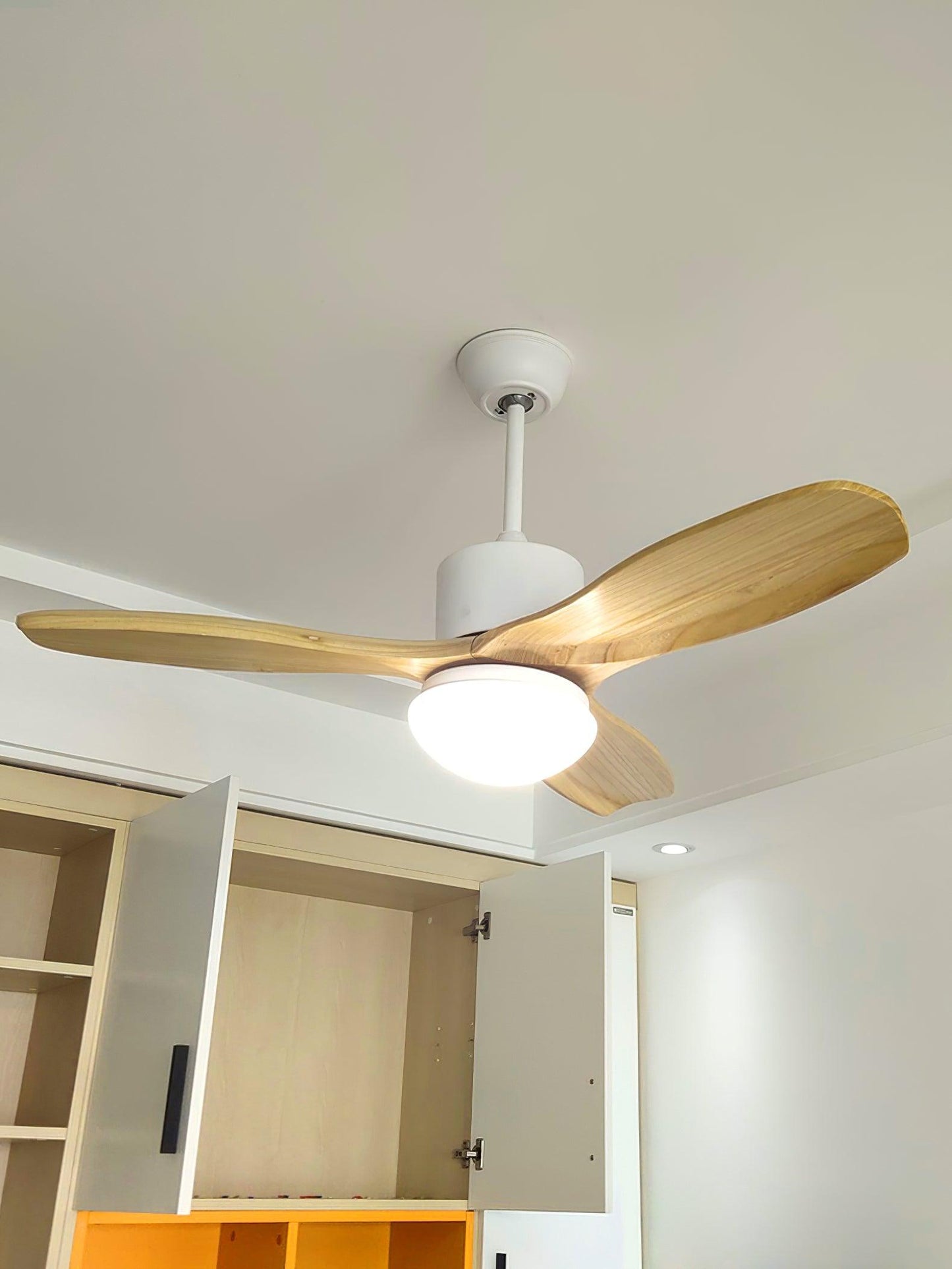 Harborough 3 Ceiling Fan Light | LED Integrated | White & Wooden