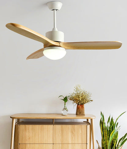 Harborough 3 Ceiling Fan Light | LED Integrated | White & Wooden