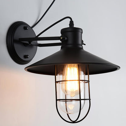 Harbour Industrial Wall Light | Metal & Glass | Black