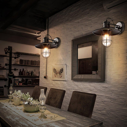Harbour Industrial Wall Light | Metal & Glass | Black