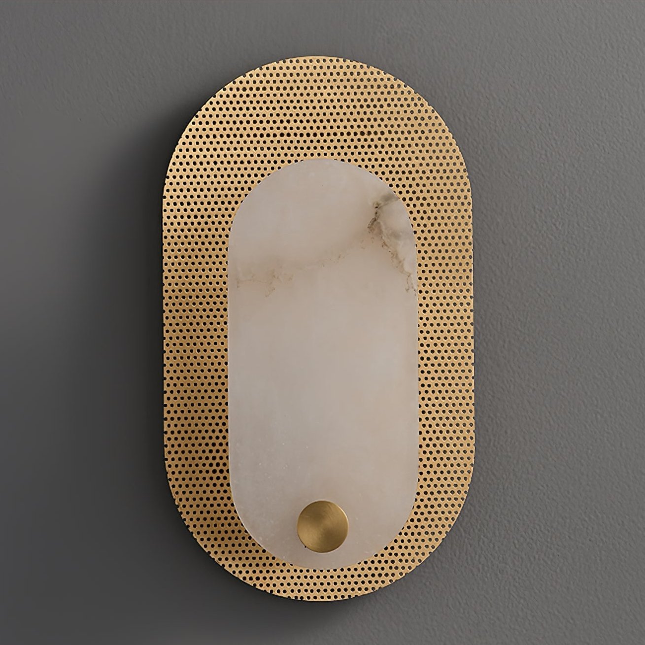 Harlan Wall Light | Alabaster & Brass | White Shade