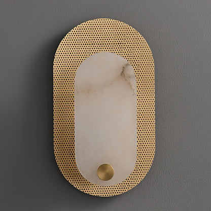 Harlan Wall Light | Alabaster & Brass | White Shade