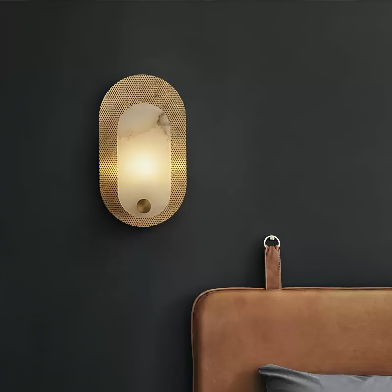Harlan Wall Light | Alabaster & Brass | White Shade