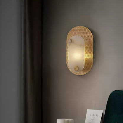 Harlan Wall Light | Alabaster & Brass | White Shade