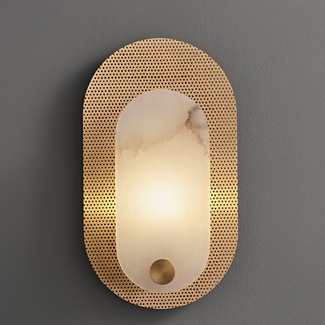 Harlan Wall Light | Alabaster & Brass | White Shade