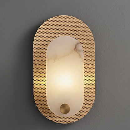 Harlan Wall Light | Alabaster & Brass | White Shade