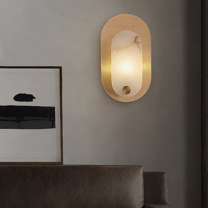 Harlan Wall Light | Alabaster & Brass | White Shade