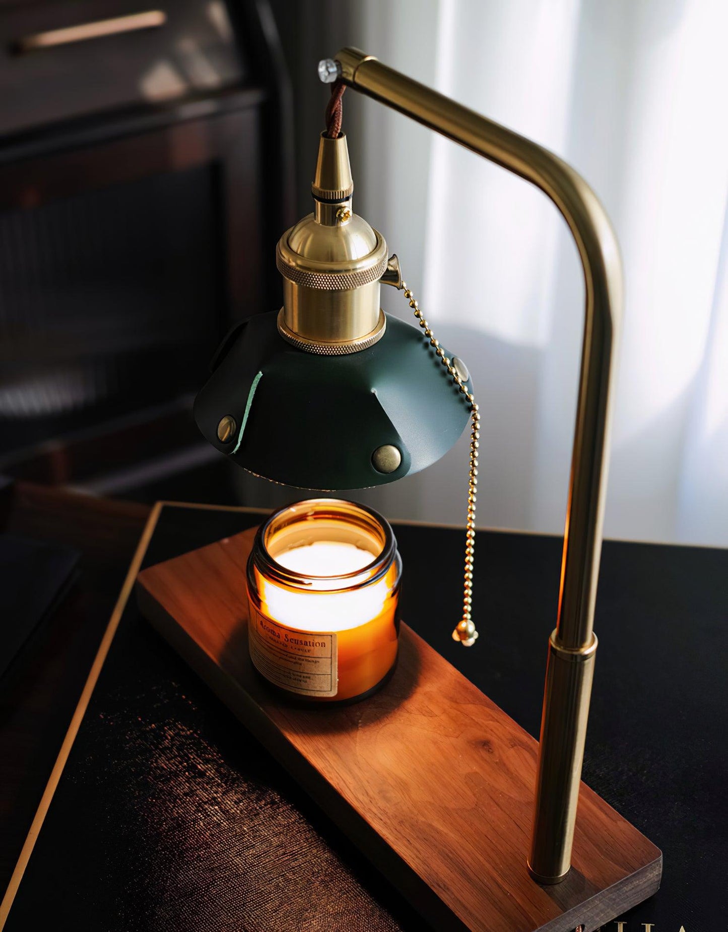 Harnik Retro Table Lamp | Wooden, Iron & Leather | Gold, Brown, Walnut Finishes