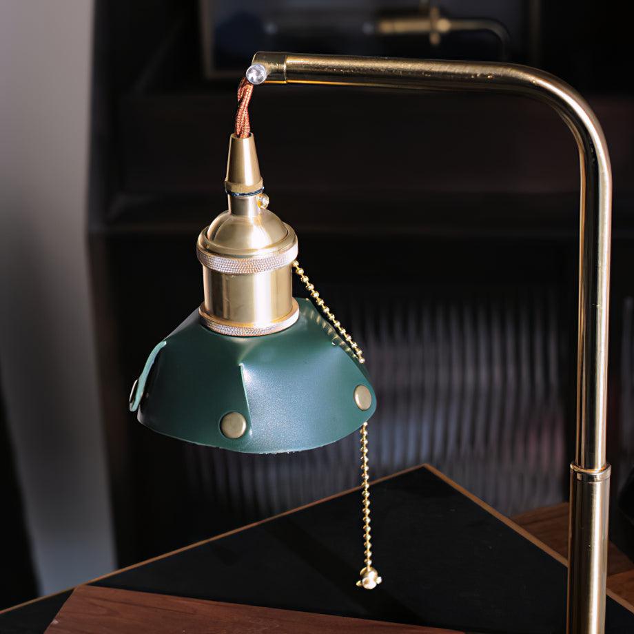 Harnik Retro Table Lamp | Wooden, Iron & Leather | Gold, Brown, Walnut Finishes