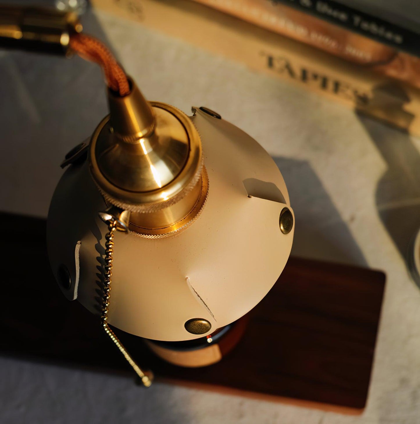 Harnik Retro Table Lamp | Wooden, Iron & Leather | Gold, Brown, Walnut Finishes
