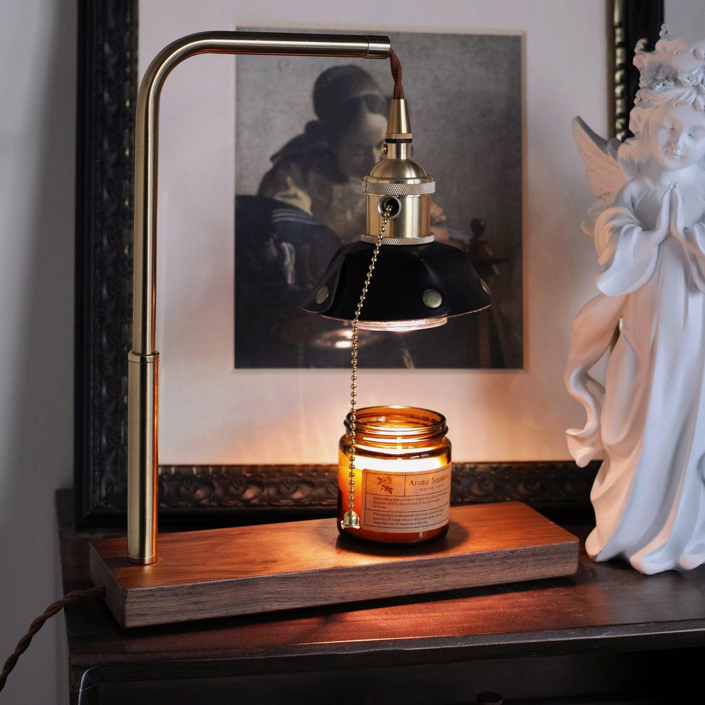Harnik Retro Table Lamp | Wooden, Iron & Leather | Gold, Brown, Walnut Finishes