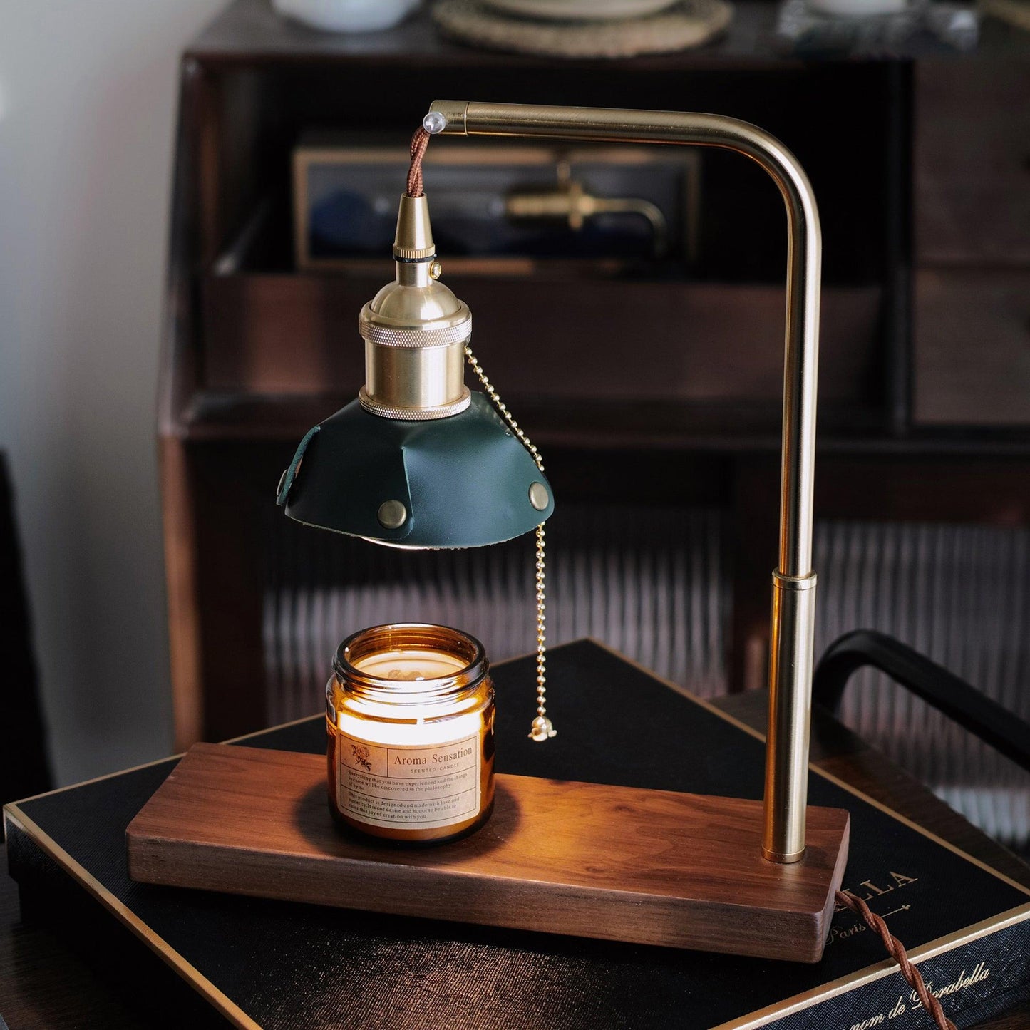 Harnik Retro Table Lamp | Wooden, Iron & Leather | Gold, Brown, Walnut Finishes