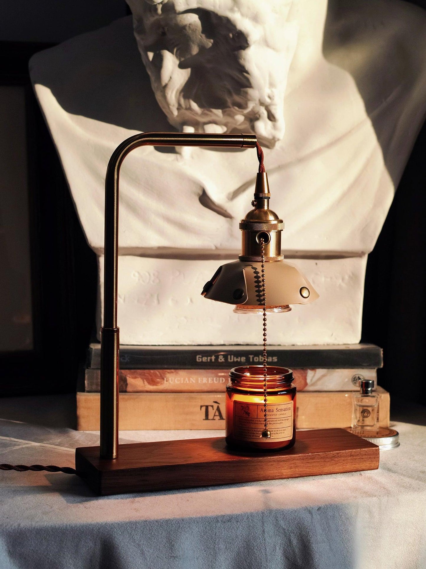 Harnik Retro Table Lamp | Wooden, Iron & Leather | Gold, Brown, Walnut Finishes