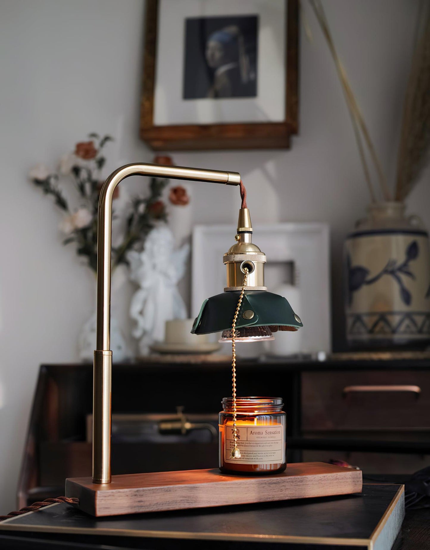 Harnik Retro Table Lamp | Wooden, Iron & Leather | Gold, Brown, Walnut Finishes
