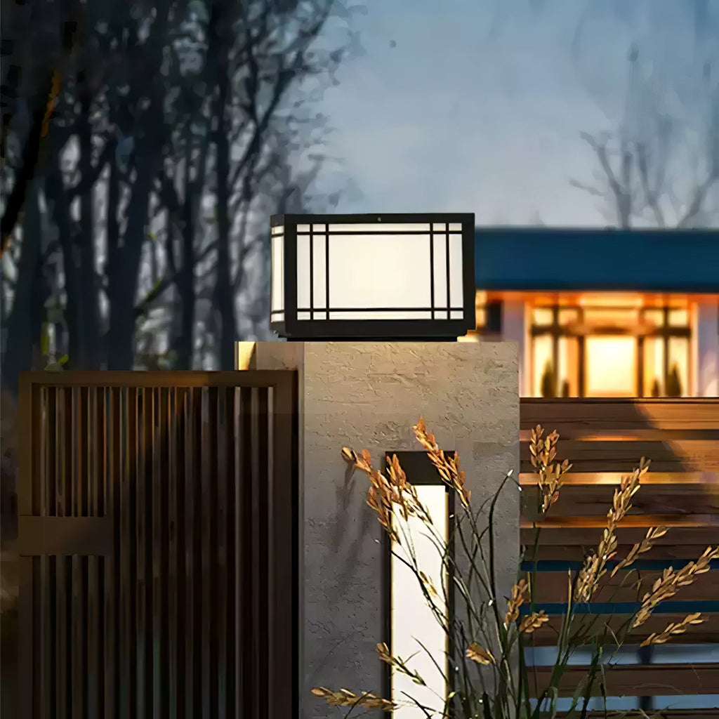 Harrison Solar Cube Outdoor Lamp | Solar Powered LED Lantern | Black