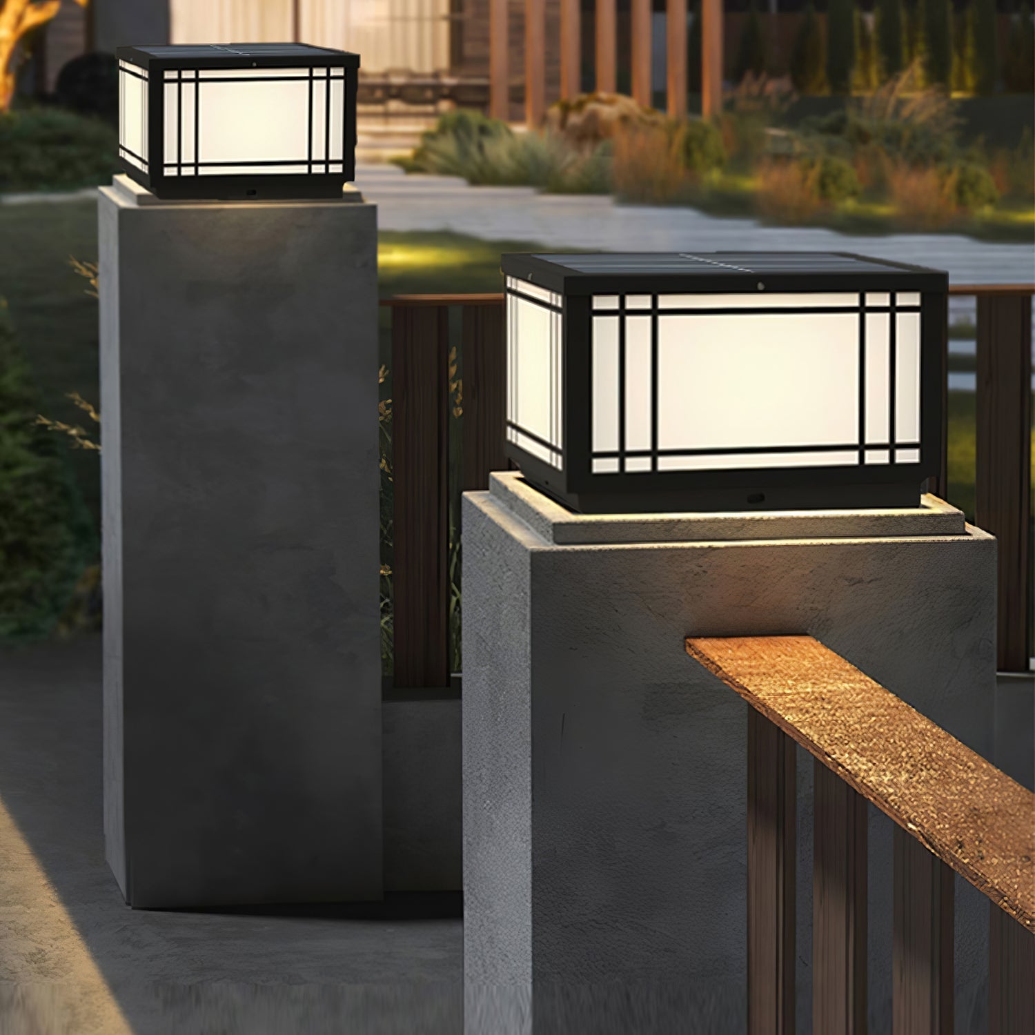 Harrison Solar Cube Outdoor Lamp | Solar Powered LED Lantern | Black