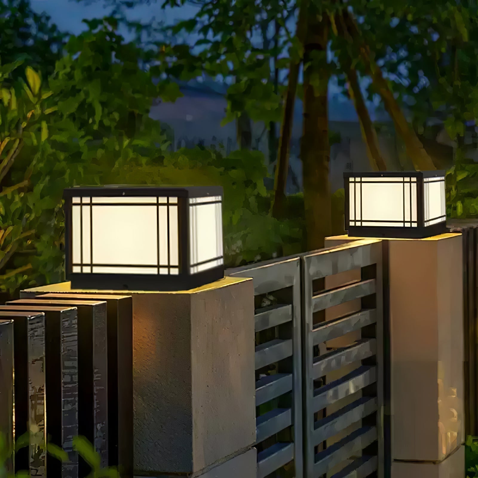 Harrison Solar Cube Outdoor Lamp | Solar Powered LED Lantern | Black