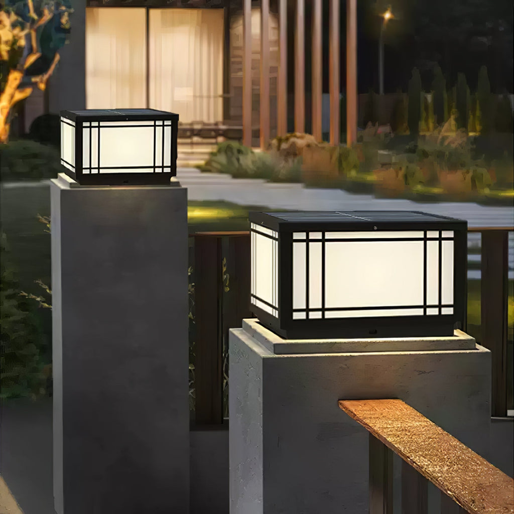 Harrison Solar Cube Outdoor Lamp | Solar Powered LED Lantern | Black