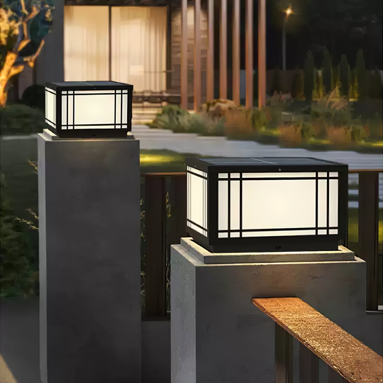 Harrison Solar Cube Outdoor Lamp | Solar Powered LED Lantern | Black