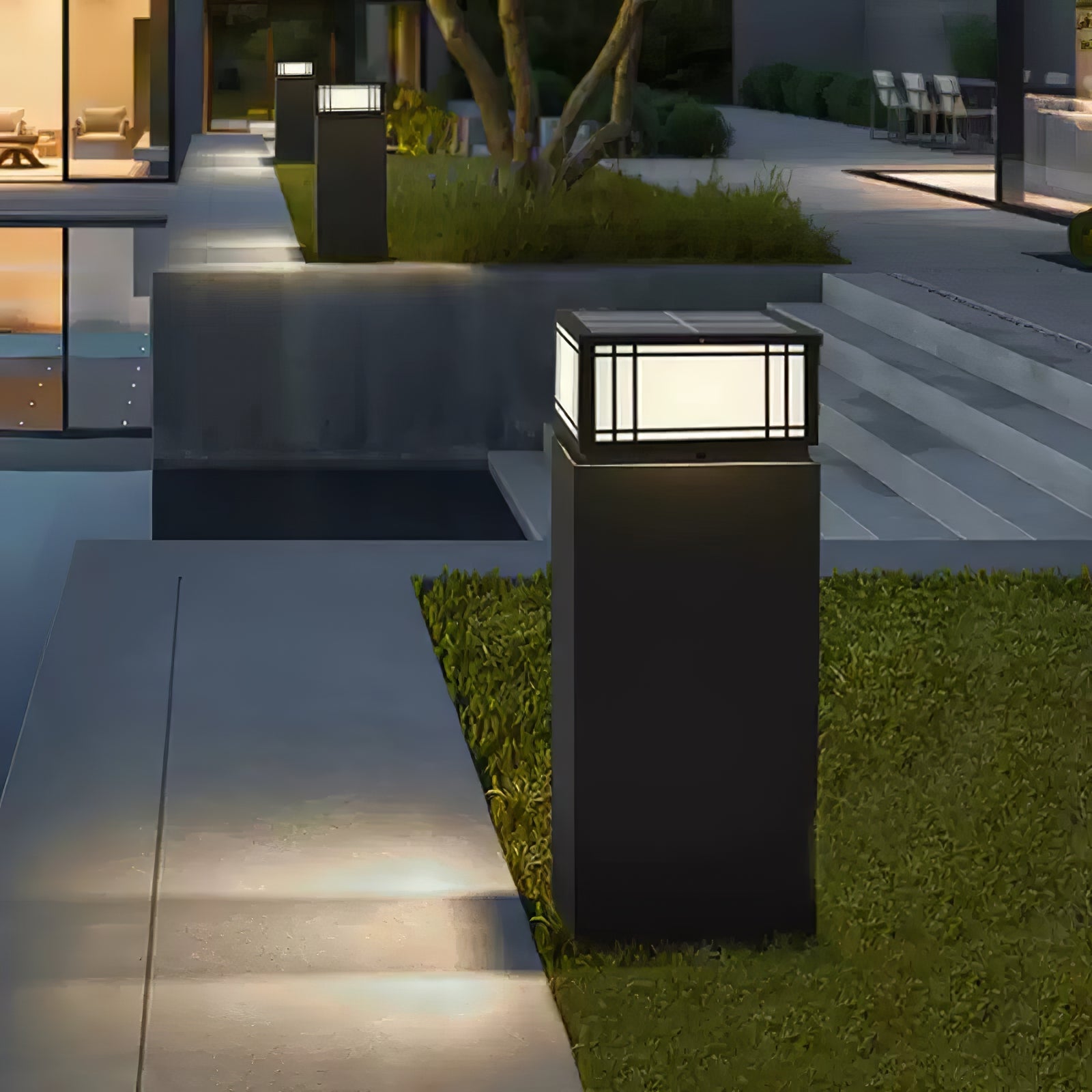 Harrison Solar Cube Outdoor Lamp | Solar Powered LED Lantern | Black