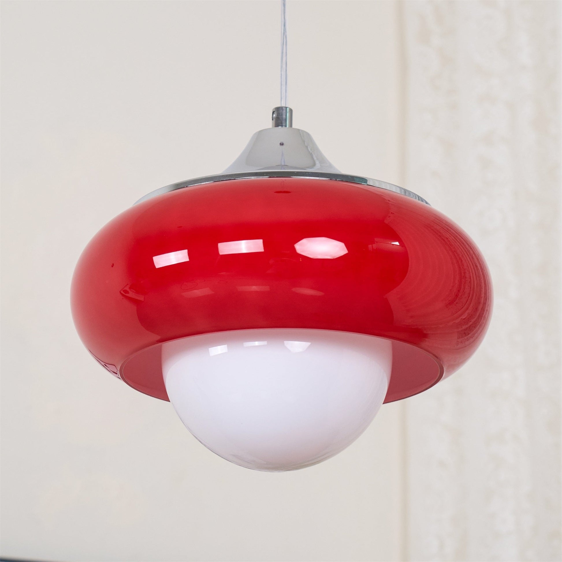 Harvey Pendant Lamp | Chrome Metal & Plexiglass | Vintage Design