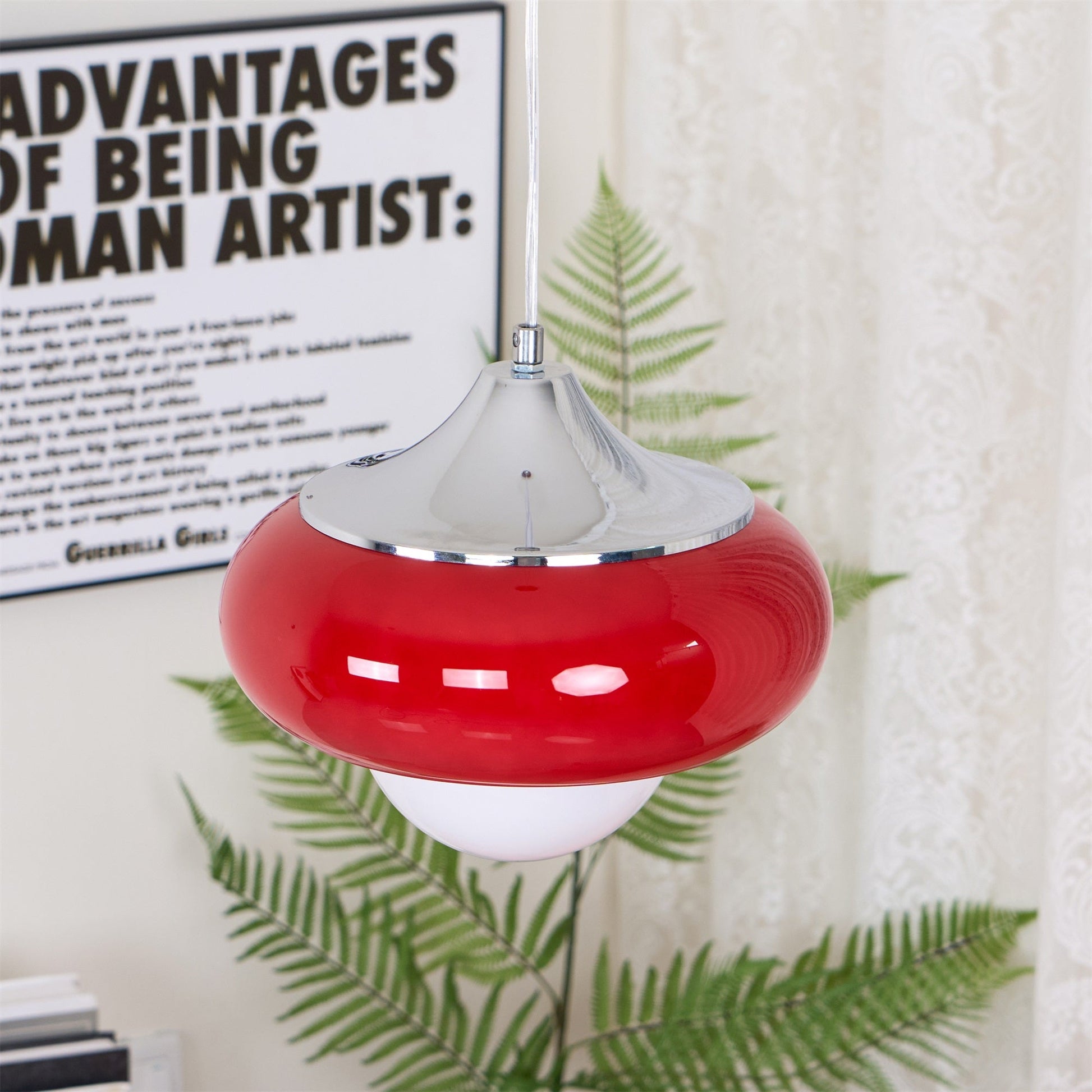 Harvey Pendant Lamp | Chrome Metal & Plexiglass | Vintage Design