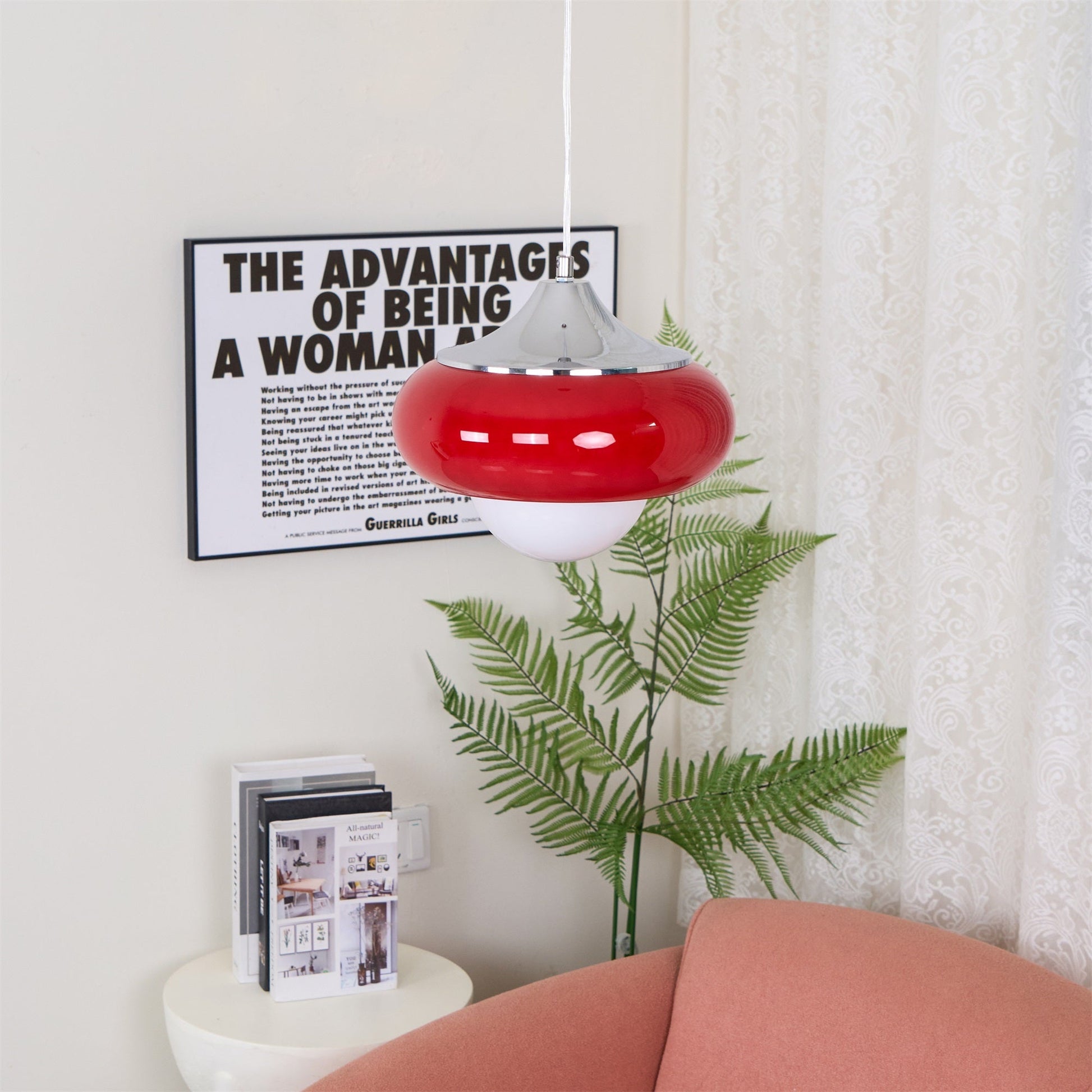 Harvey Pendant Lamp | Chrome Metal & Plexiglass | Vintage Design