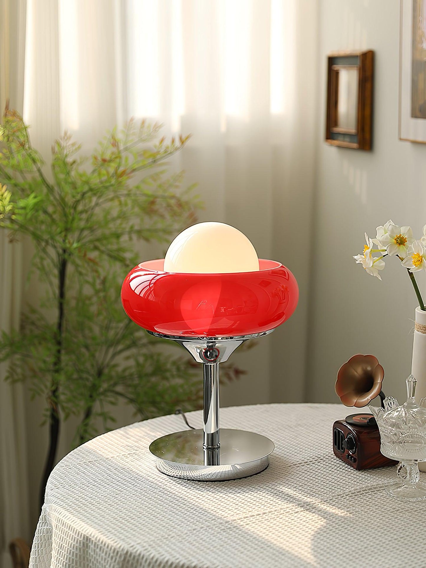 Table Lamp | Chrome Metal & Glass | Vintage Design