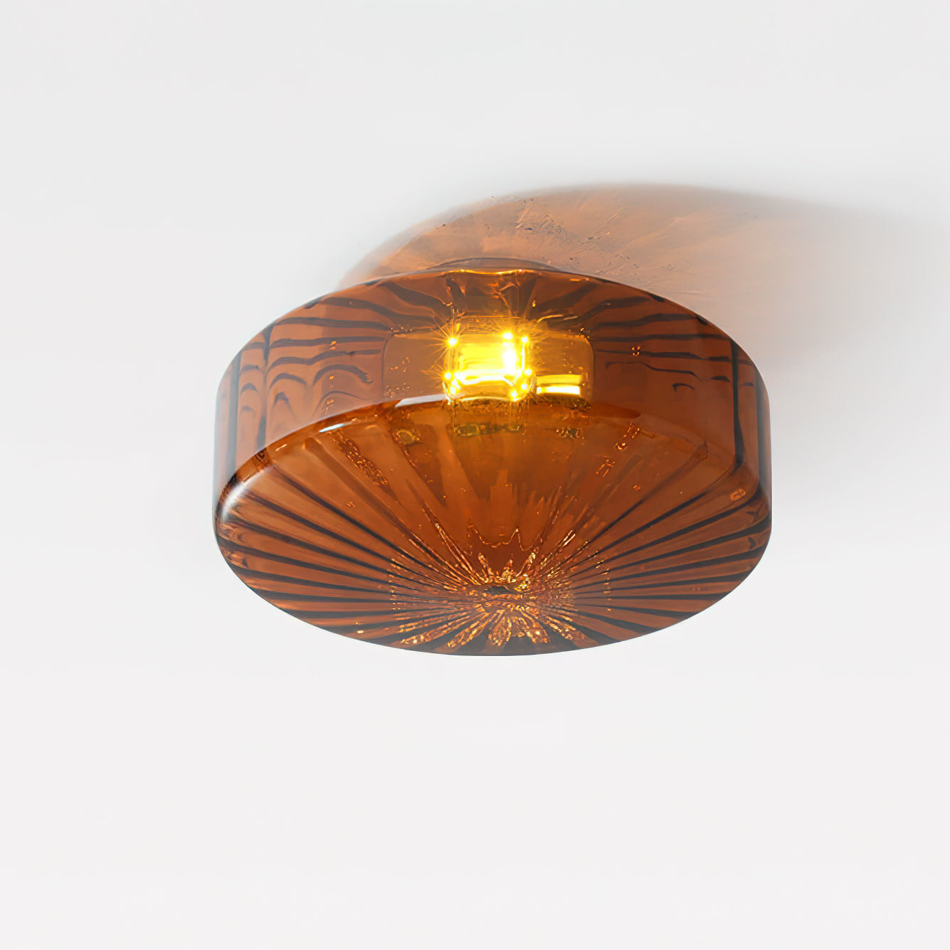Ceiling Light Fixture | Metal & Glass | Chrome, Green & Brown Shade